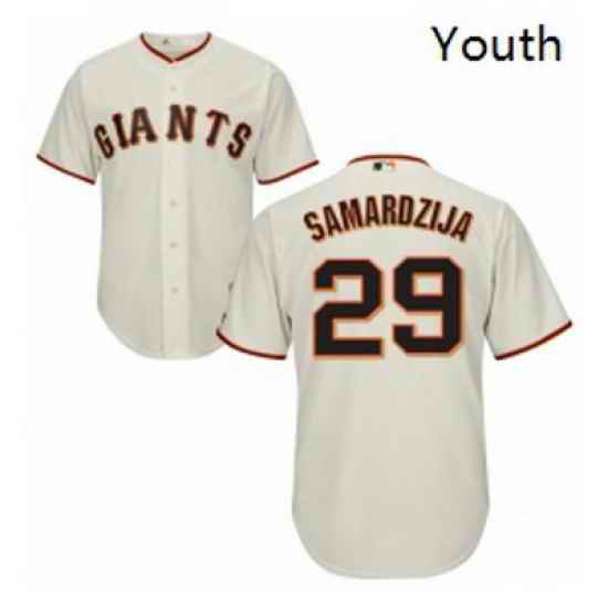 Youth Majestic San Francisco Giants 29 Jeff Samardzija Authentic Cream Home Cool Base MLB Jersey